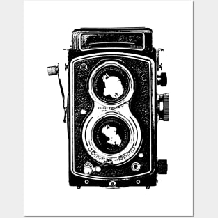 Vintage Black Camera Vector Illustration Posters and Art